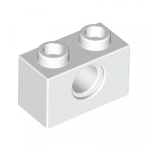 Steen 1x2, 1 gat wit 3700/370001 (set van 10 stuks)