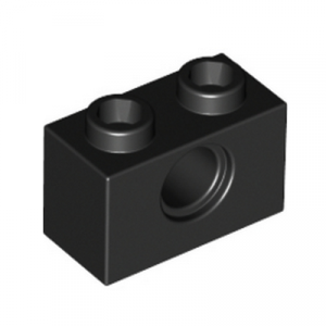 Steen 1x2, 1 gat  zwart 3700/370026 (set van 10 stuks)