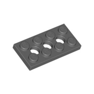 Plaatje 2x4, 3 gaten grijs 3709/4227398 (set van 10 stuks)