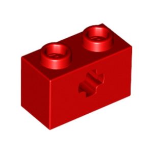 Steen 1x2, met kruisgat rood 31493/6196217 (set van 10 stuks)