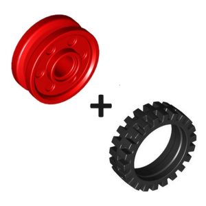 Band met Velg, zwart/rood 13971 + 61254 (set van 5 stuks)