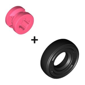 Band met Velg, zwart/coral 59895 + 34337 (set van 5 stuks)