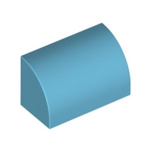 Steen gebogen 1x2 blauw medium azur 37352/6236578 (set van 10 stuks)