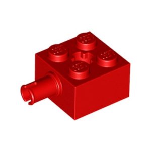 Steen met pin en kruisgat 2x2 rood 42929/623221 (set van 5 stuks)