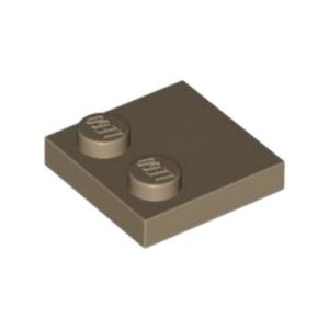 Plaatje 2x2 met 2 noppen beige donker 33909/6396392 (per 10 stuks)